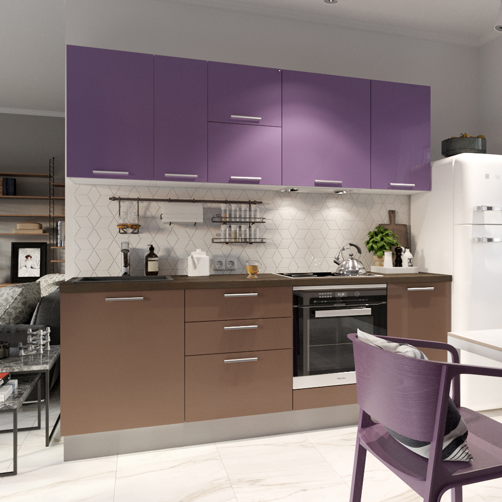 Кухонный гарнитур №3 Ветторе ридотта фиолетовый коричневый КГУ00000332 - фото 2