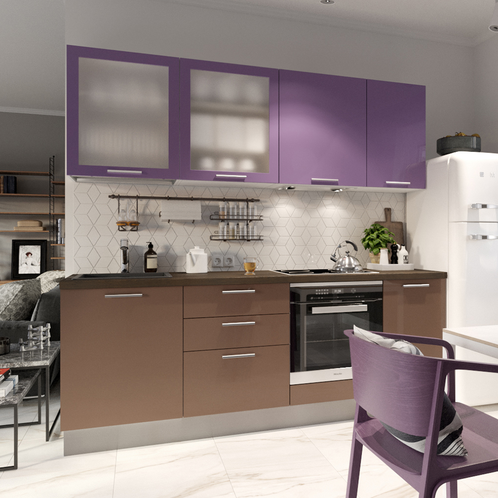 Кухонный гарнитур №2 Ветторе ридотта фиолетовый коричневый КГУ00000232 - фото 2