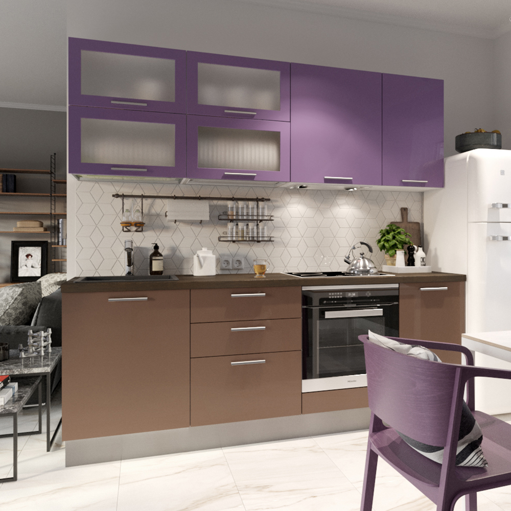 Кухонный гарнитур №1 Ветторе ридотта фиолетовый коричневый КГУ00000133 - фото 2